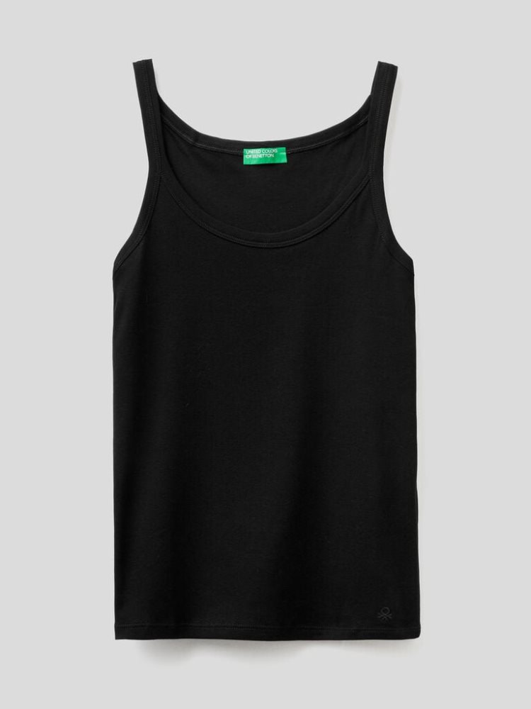 Benetton Pure Katoenen Tanktop Dames Zwart | BE322998