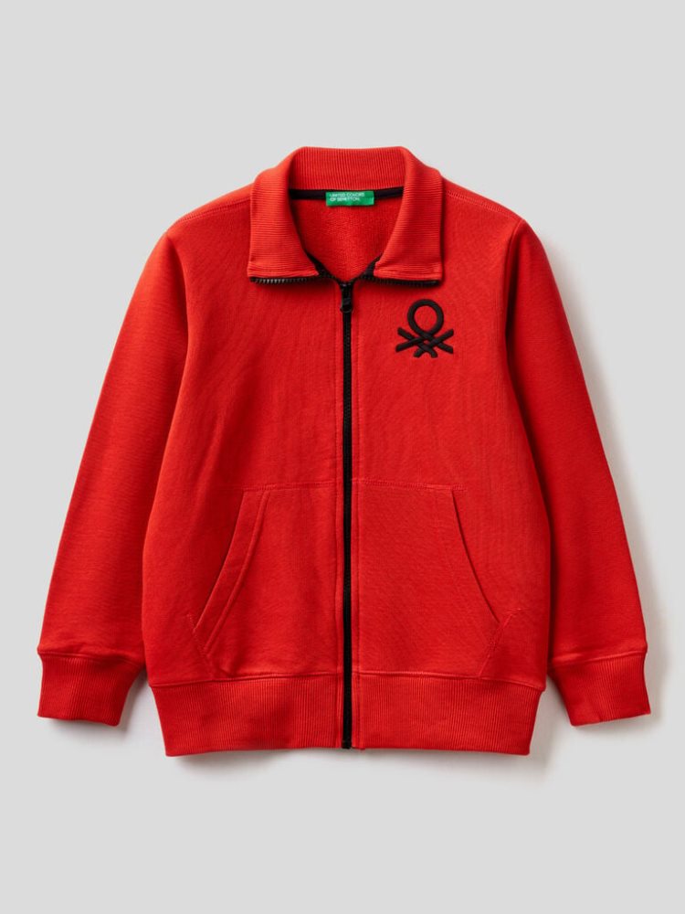 Benetton Pure Katoenen Zip Sweatshirt Kinderen Rood | BE185036