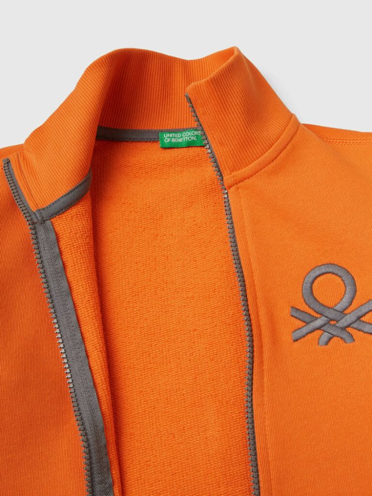 Benetton Pure Katoenen Zip Sweatshirt Kinderen Oranje | BE395868