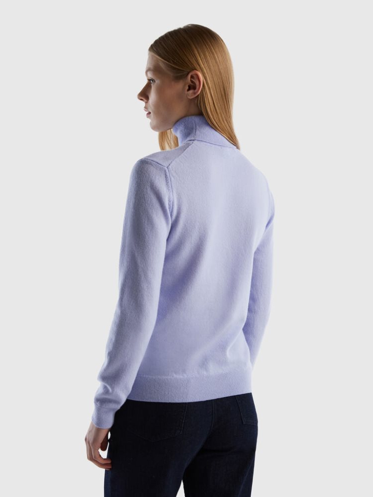 Benetton Pure Merino Wol Turtleneck High Neck Sweaters Dames Lavendel | BE056445