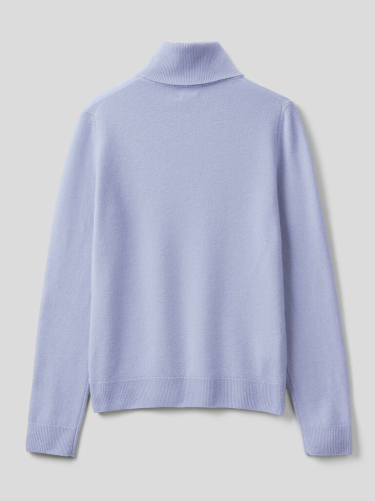 Benetton Pure Merino Wol Turtleneck High Neck Sweaters Dames Lavendel | BE056445