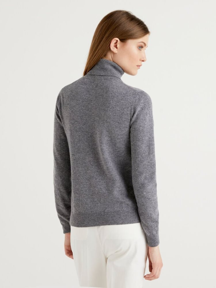 Benetton Pure Merino Wol Turtleneck High Neck Sweaters Dames Grijs | BE115488