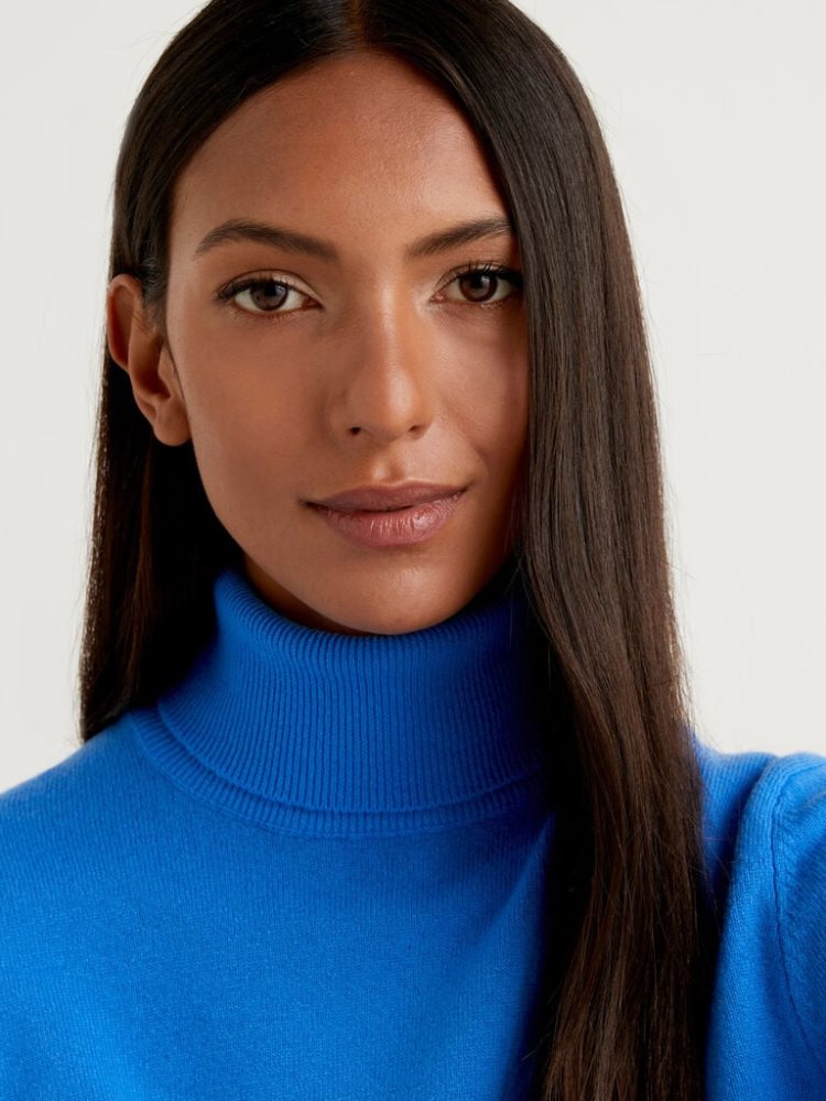 Benetton Pure Merino Wol Turtleneck High Neck Sweaters Dames Turquoise | BE119696