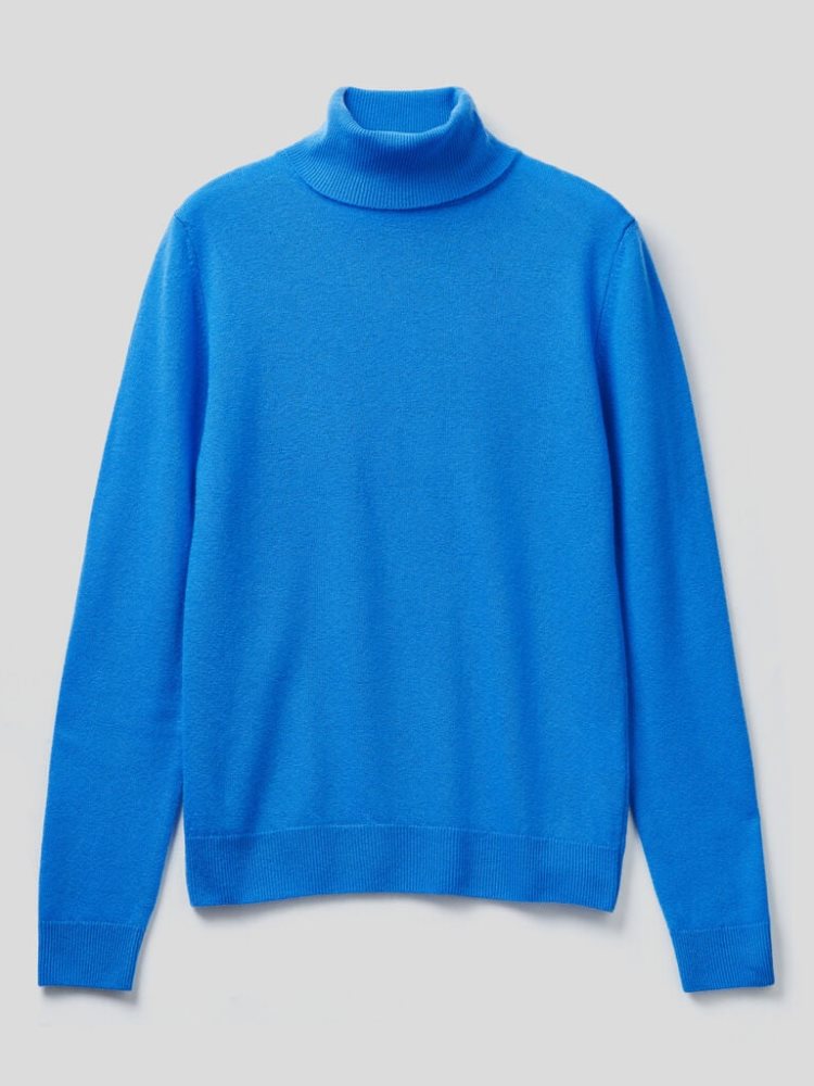 Benetton Pure Merino Wol Turtleneck High Neck Sweaters Dames Turquoise | BE119696