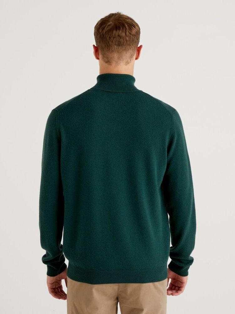 Benetton Pure Merino Wol Turtleneck High Neck Sweaters Heren Teal | BE155912