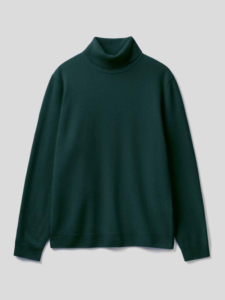 Benetton Pure Merino Wol Turtleneck High Neck Sweaters Heren Teal | BE155912