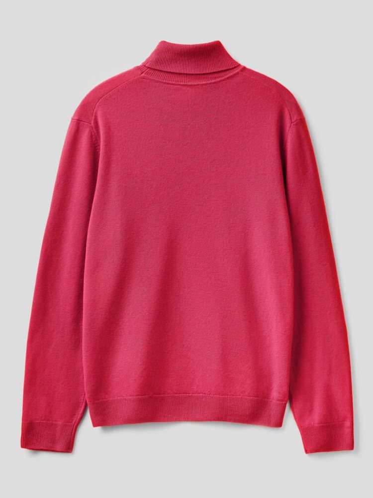 Benetton Pure Merino Wol Turtleneck High Neck Sweaters Heren Diepfuchsie | BE315731