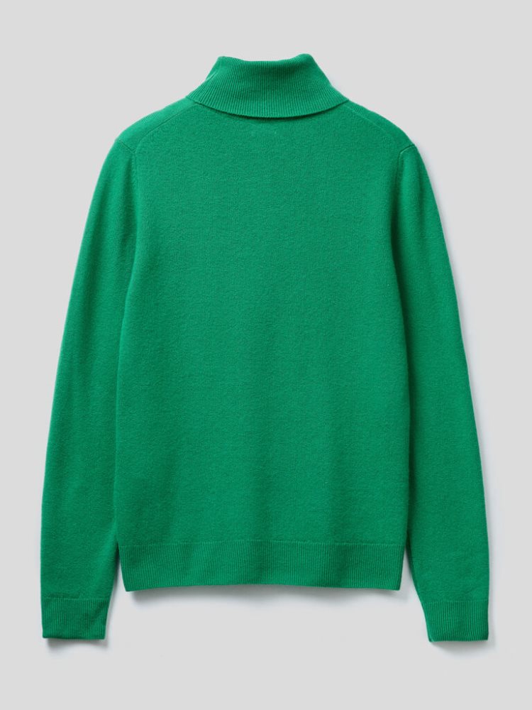 Benetton Pure Merino Wol Turtleneck High Neck Sweaters Dames Groen | BE869655