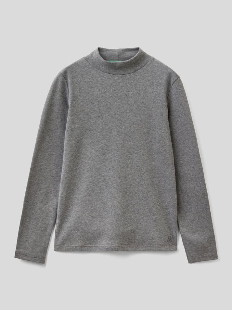 Benetton Pure Organic Katoenen Long Sleeve T-shirts Kinderen Donkergrijs | BE620472