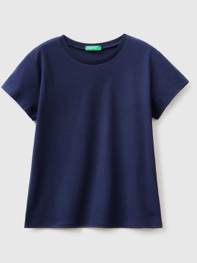 Benetton Pure Organic Katoenen Short Sleeve T-shirts Kinderen Donkerblauw | BE078282