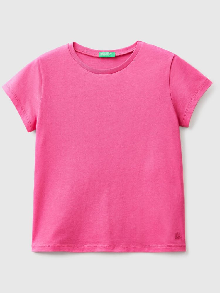 Benetton Pure Organic Katoenen Short Sleeve T-shirts Kinderen Fuchsie | BE163156