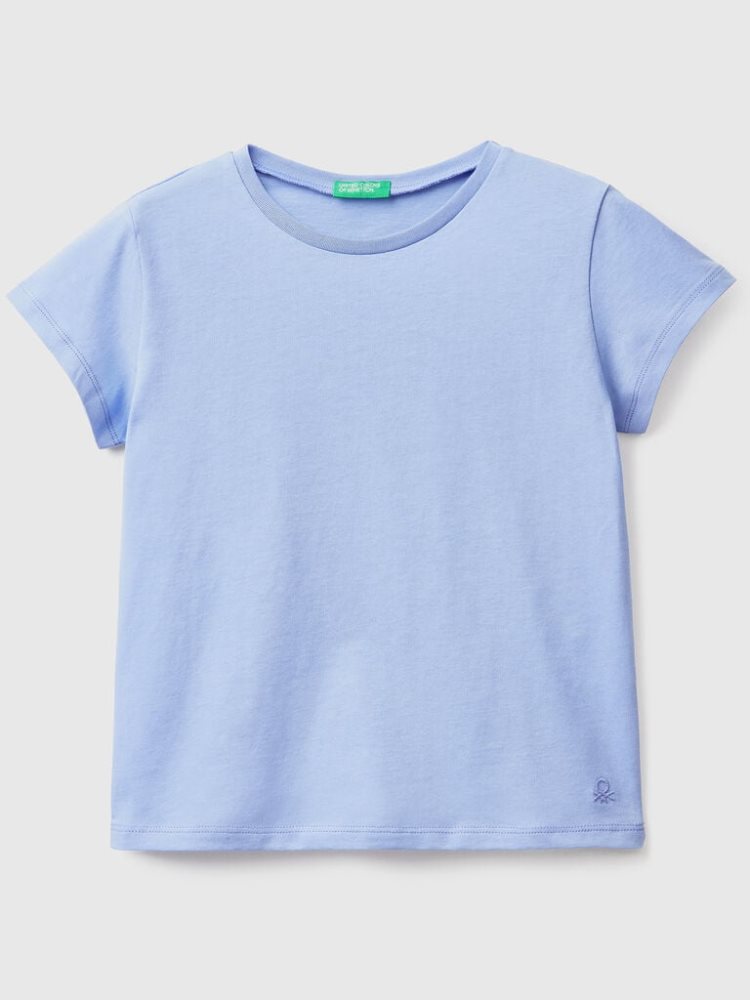 Benetton Pure Organic Katoenen Short Sleeve T-shirts Kinderen Periwinkle | BE607657