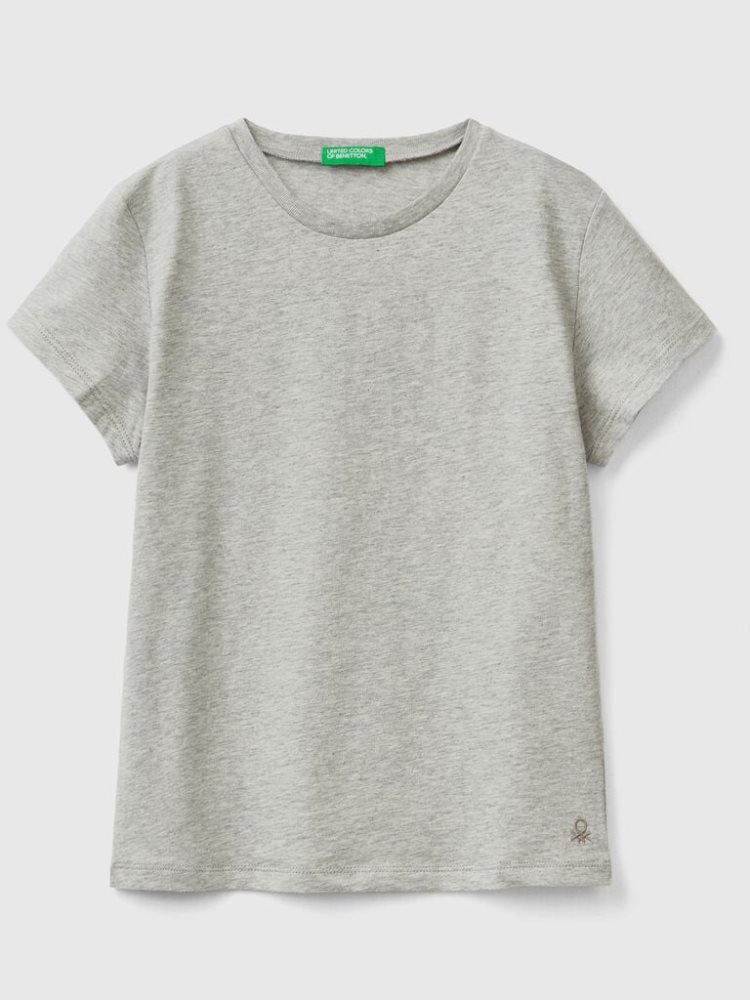 Benetton Pure Organic Katoenen Short Sleeve T-shirts Kinderen Lichtgrijs | BE644786