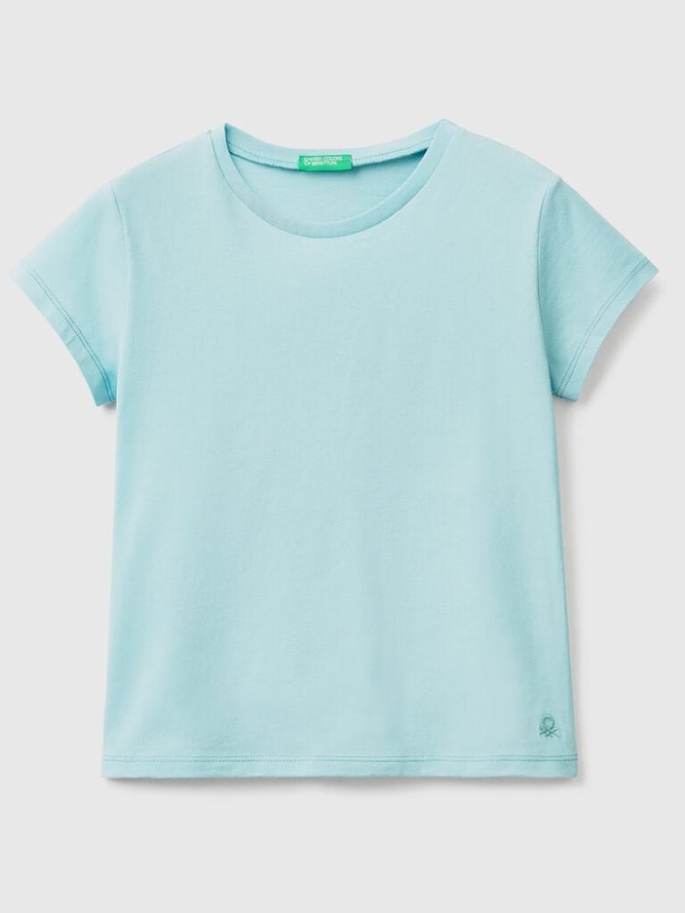 Benetton Pure Organic Katoenen Short Sleeve T-shirts Kinderen Aqua | BE663266