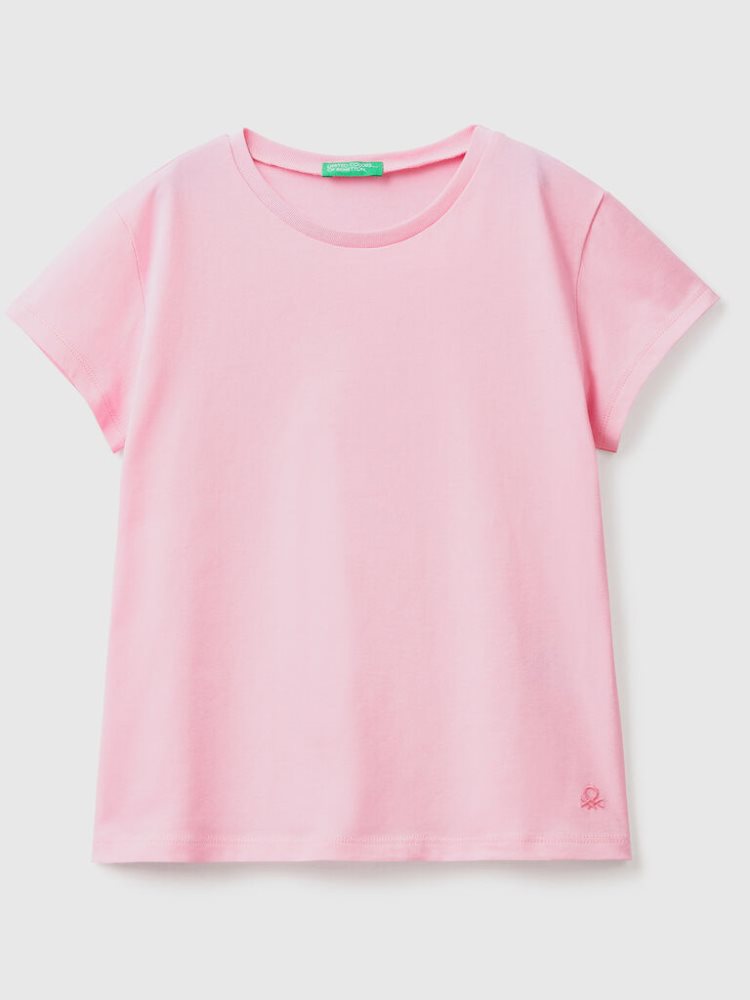 Benetton Pure Organic Katoenen Short Sleeve T-shirts Kinderen Roze | BE820569