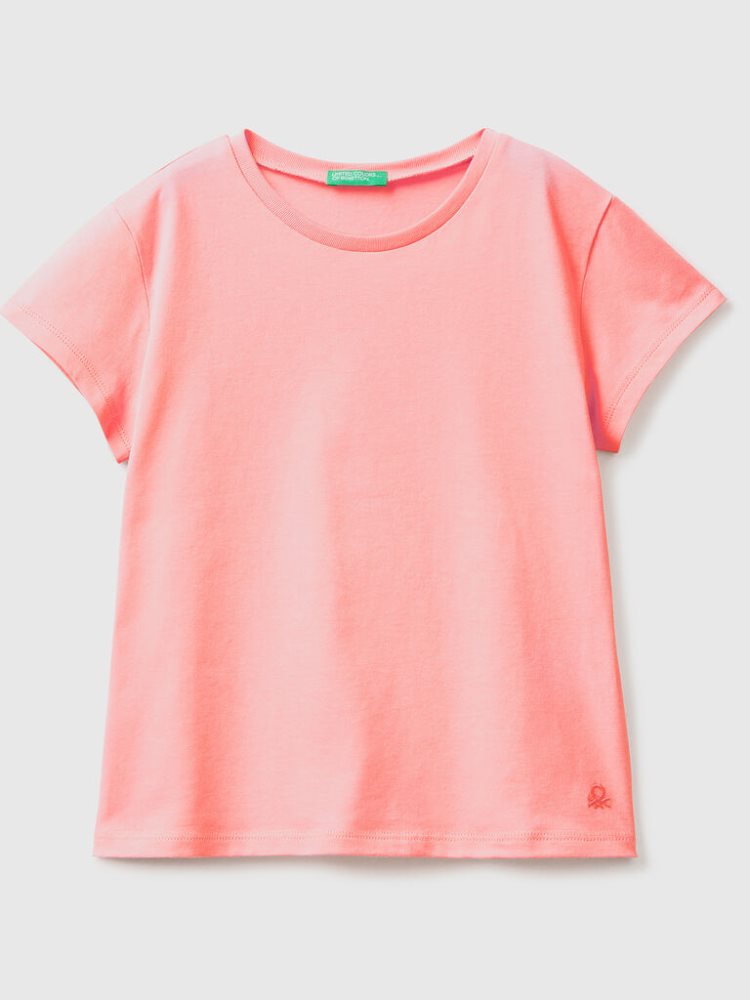 Benetton Pure Organic Katoenen Short Sleeve T-shirts Kinderen Oranje Koraal | BE907269