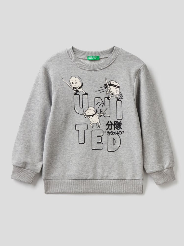 Benetton Pure Organic Katoenen Sweatshirt Kinderen Grijs | BE642016