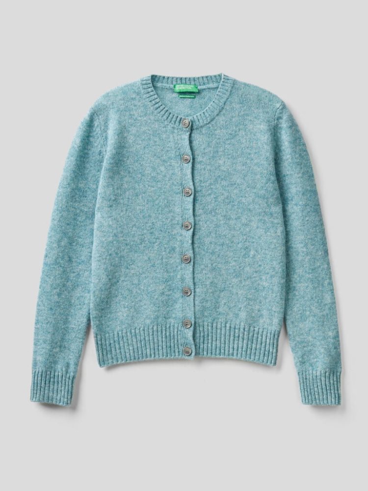 Benetton Pure Shetland Wol Cardigan Dames Lichtblauw | BE449280