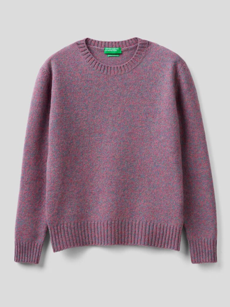 Benetton Pure Shetland Wol Crew Neck Sweaters Dames Mauve | BE337562