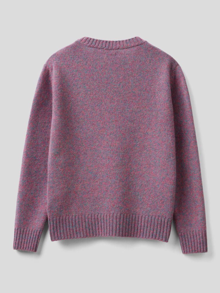 Benetton Pure Shetland Wol Crew Neck Sweaters Dames Mauve | BE337562