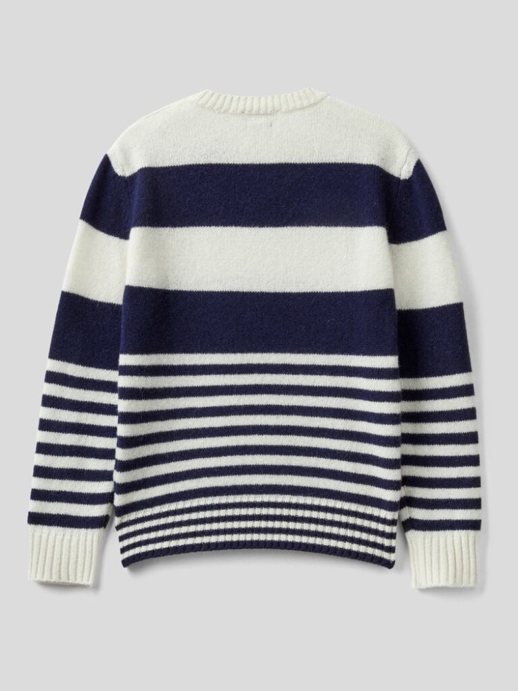 Benetton Pure Shetland Wol Crew Neck Sweaters Dames Blauw | BE577772