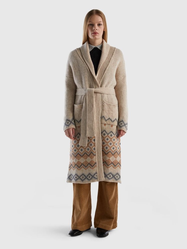 Benetton Pure Shetland Wol Jassen Dames Beige | BE965480