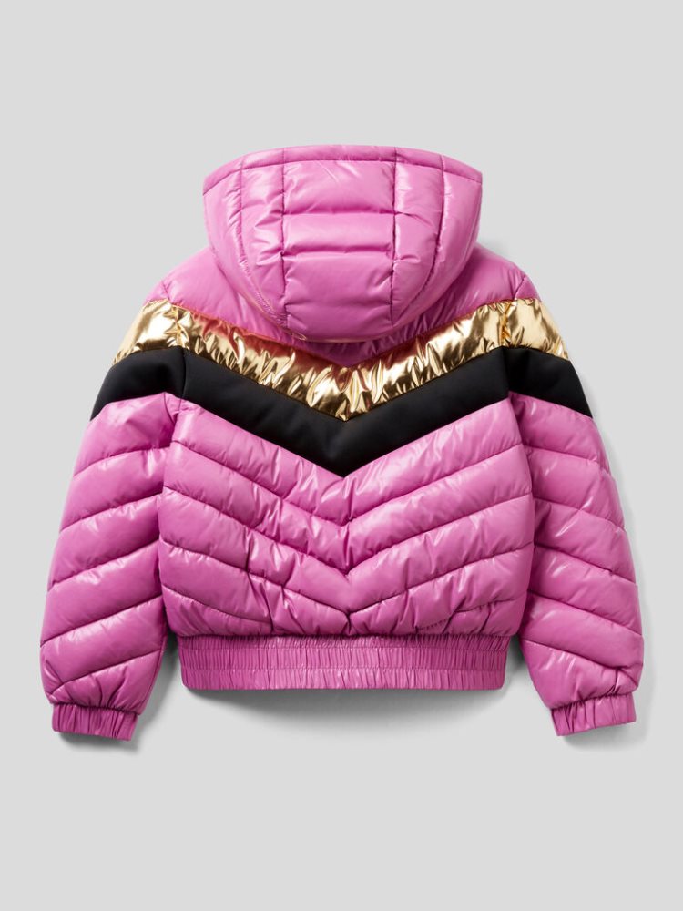 Benetton Rain Defender Bands Padded Jackets Kinderen Cyclamen | BE028772