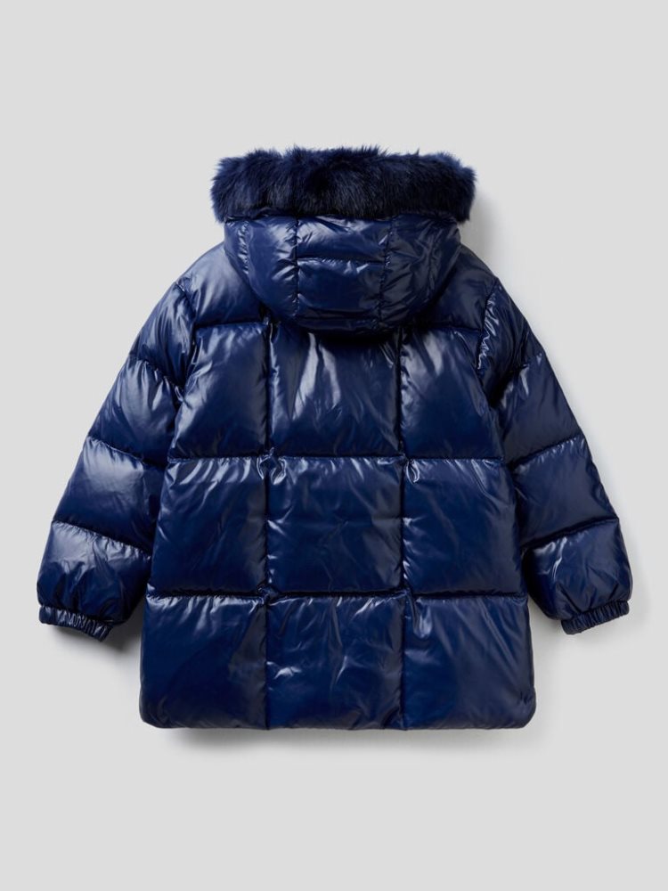 Benetton Rain Defender Gewatteerd Hood Puffer Jackets Kinderen Donkerblauw | BE534378