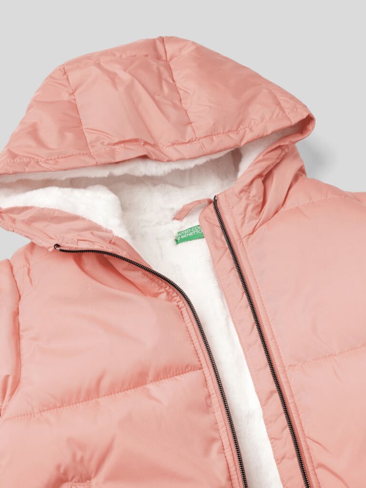 Benetton Rain Defender Hood Padded Jackets Kinderen Roze | BE485205