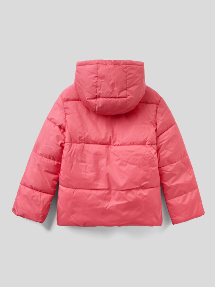 Benetton Rain Defender Hood Padded Jackets Kinderen Strawberry | BE615579