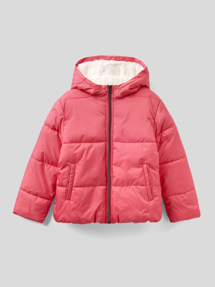 Benetton Rain Defender Hood Padded Jackets Kinderen Strawberry | BE615579