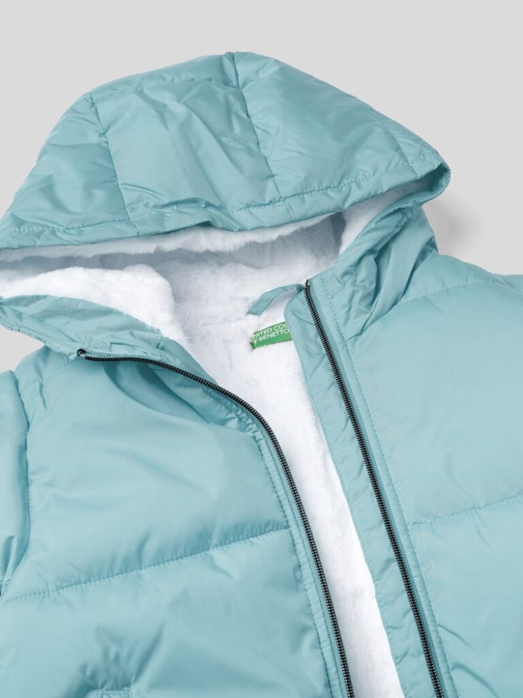 Benetton Rain Defender Hood Padded Jackets Kinderen Lichtblauw | BE637309