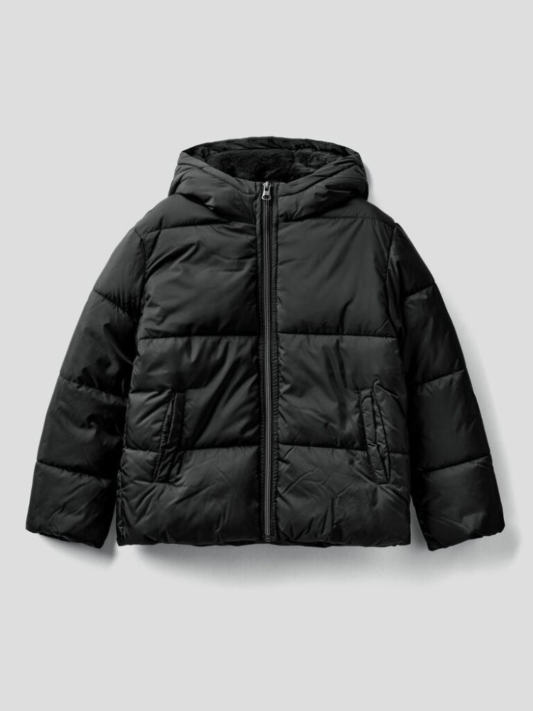 Benetton Rain Defender Hood Padded Jackets Kinderen Zwart | BE959424