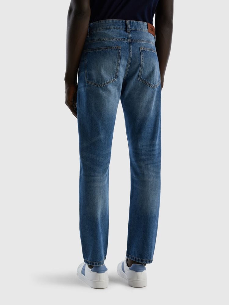 Benetton Rechtdoor Leg 100% Katoenen Jeans Heren Blauw | BE155976