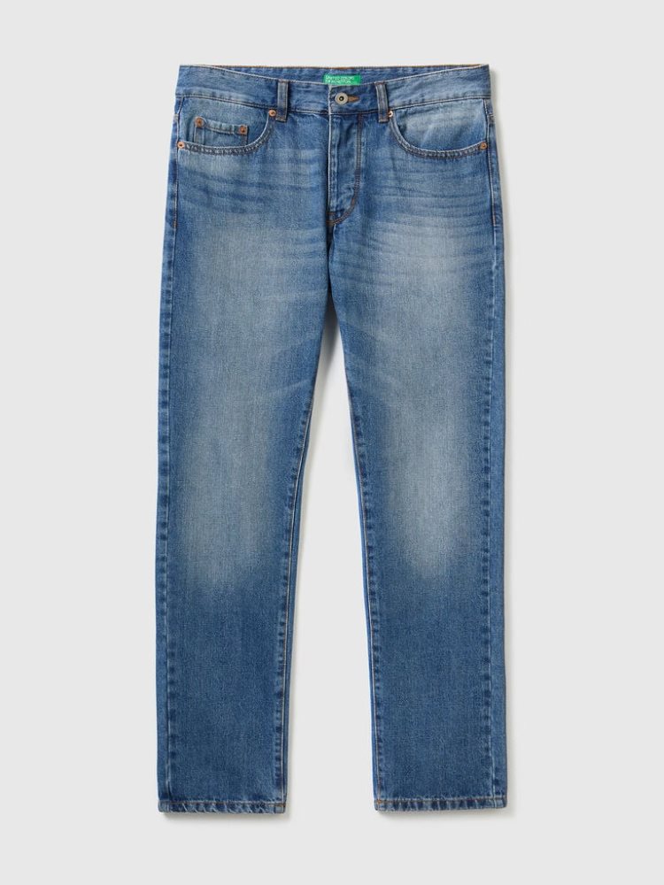 Benetton Rechtdoor Leg 100% Katoenen Jeans Heren Blauw | BE155976