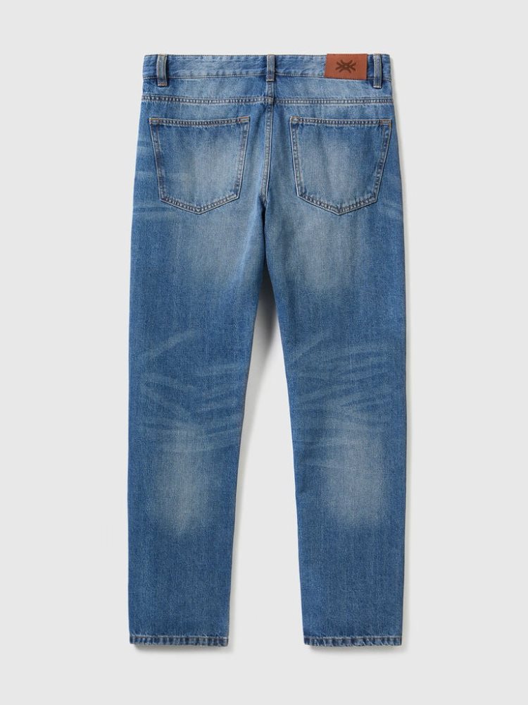 Benetton Rechtdoor Leg 100% Katoenen Jeans Heren Blauw | BE155976