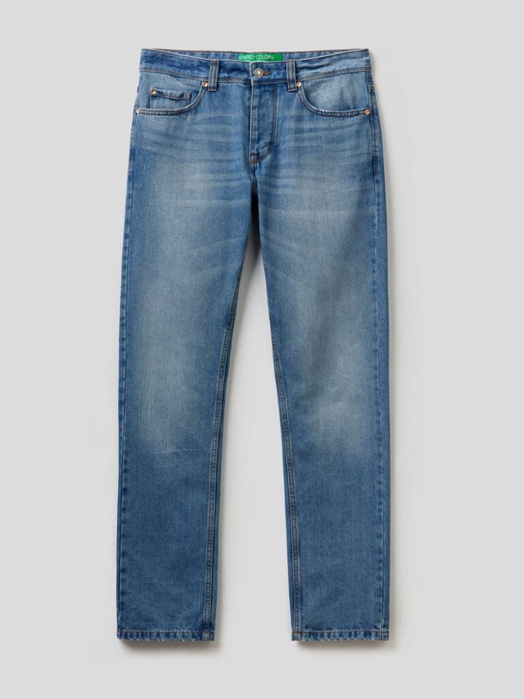 Benetton Rechtdoor Leg 100% Katoenen Jeans Heren Lichtblauw | BE455162