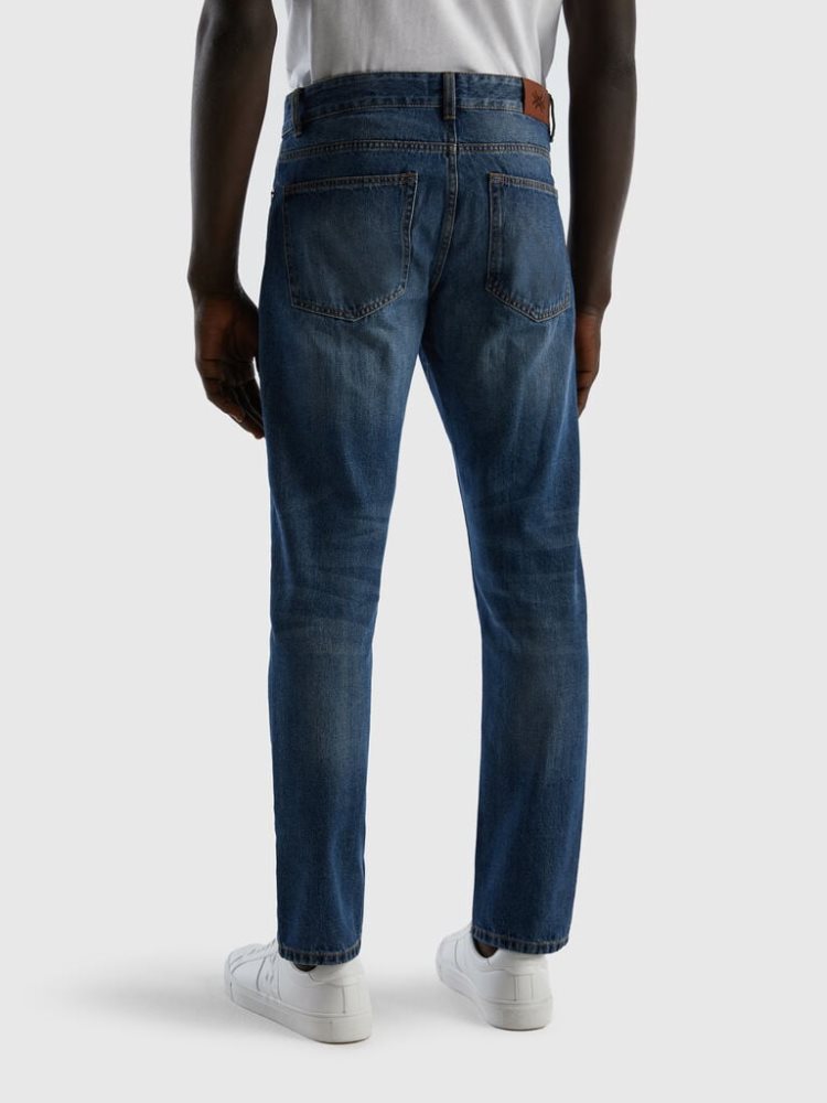 Benetton Rechtdoor Leg 100% Katoenen Jeans Heren Blauw | BE665811