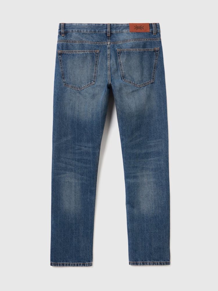 Benetton Rechtdoor Leg 100% Katoenen Jeans Heren Blauw | BE665811