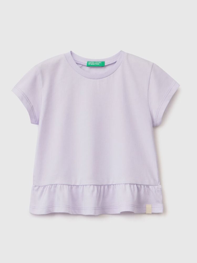 Benetton Recycled Fabric Ruffles Short Sleeve T-shirts Kinderen Lilac | BE659757