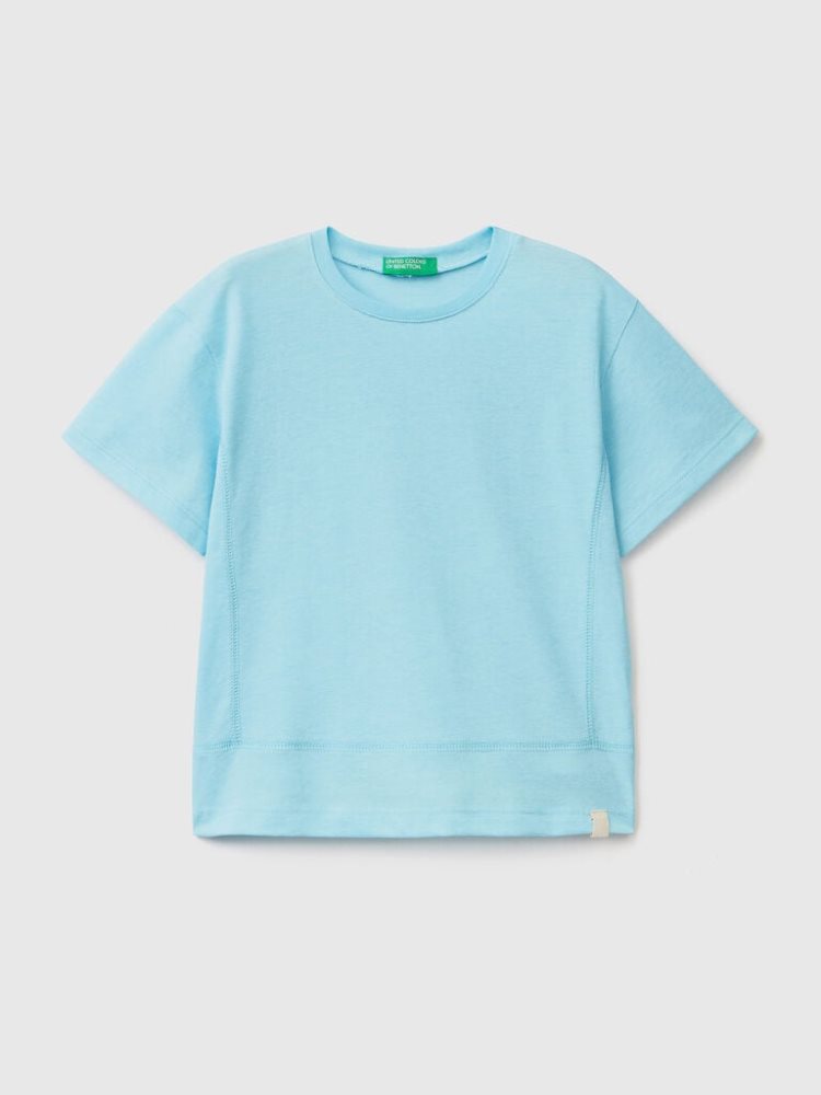 Benetton Recycled Fabric Short Sleeve T-shirts Kinderen Blauw | BE248855