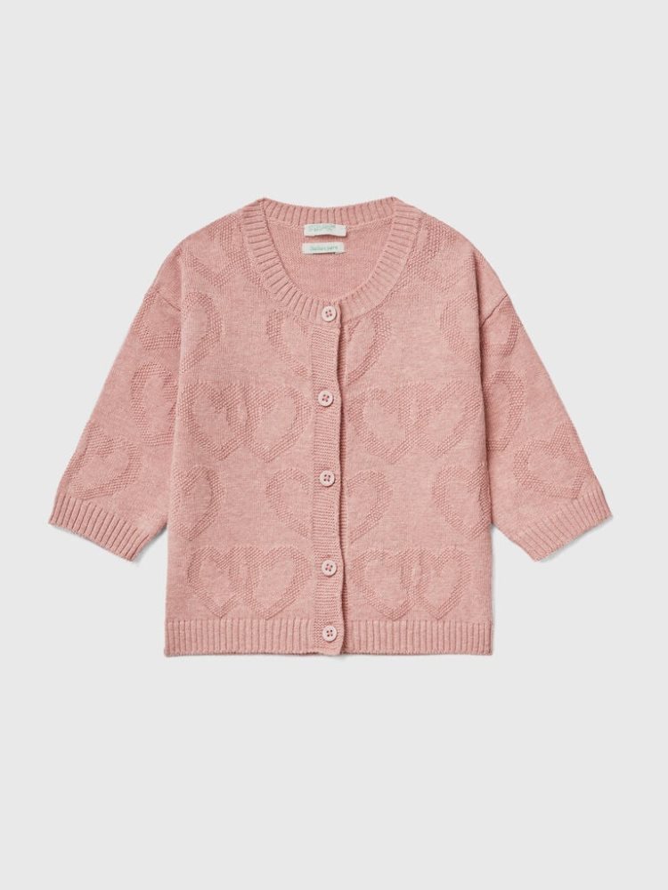 Benetton Recycled Katoenen Blend Cardigan Kinderen Roze | BE351988