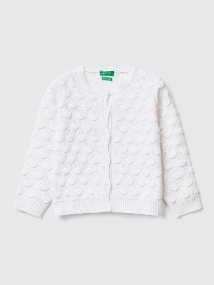 Benetton Recycled Katoenen Blend Cardigan Kinderen Wit | BE541033