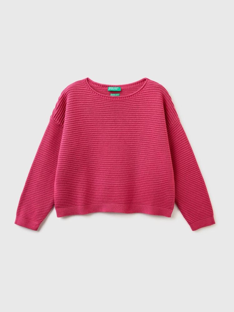 Benetton Recycled Katoenen Blend Truien Kinderen Fuchsie | BE549584