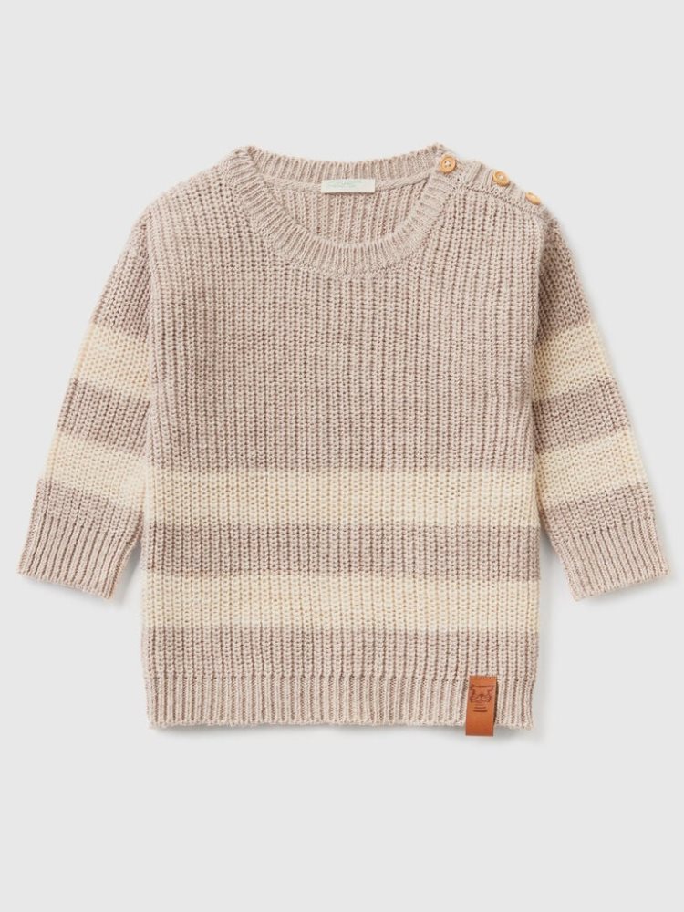 Benetton Recycled Katoenen Blend Truien Kinderen Beige | BE835914