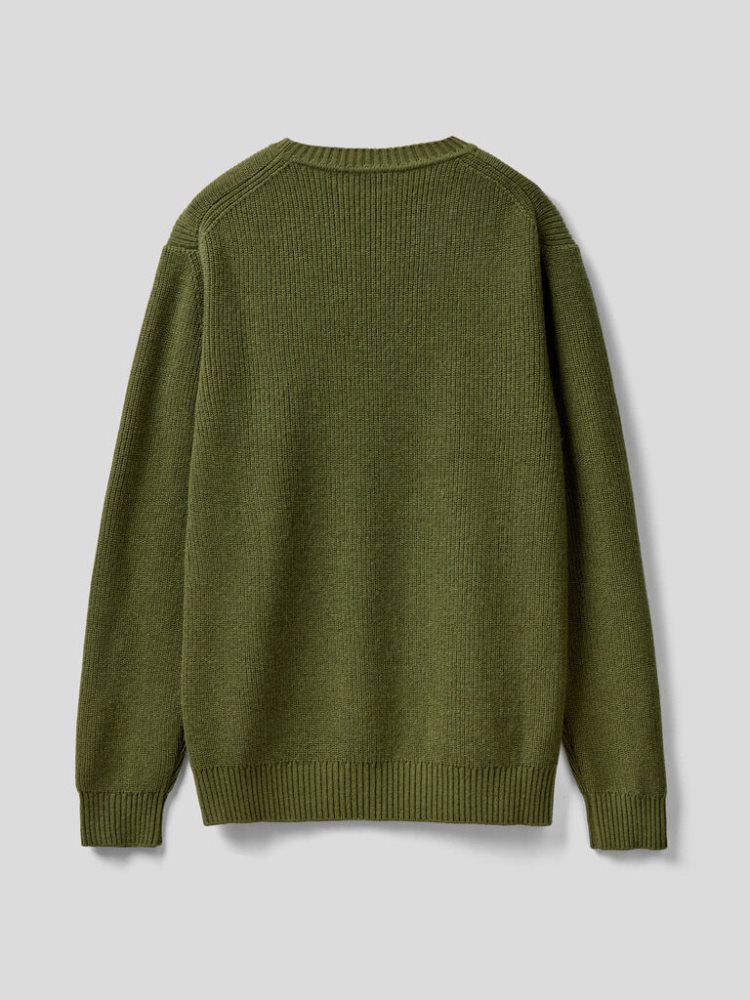 Benetton Recycled Wol Blend Crew Neck Sweaters Heren Groen | BE796101