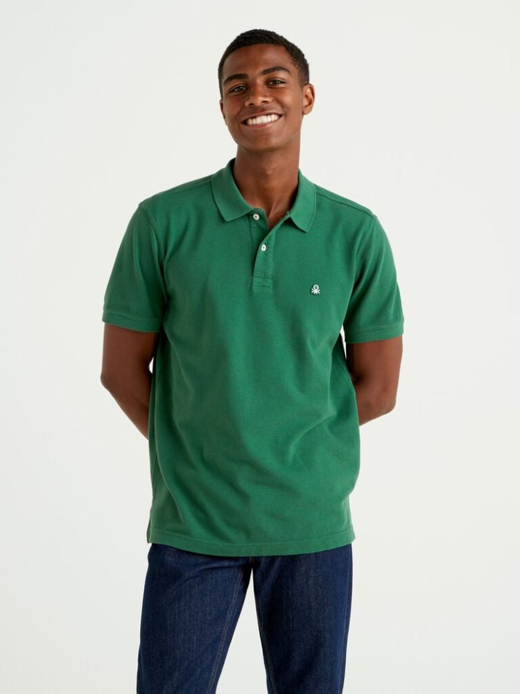 Benetton Regular Fit Short Sleeve Polos Heren Donkergroen | BE607935