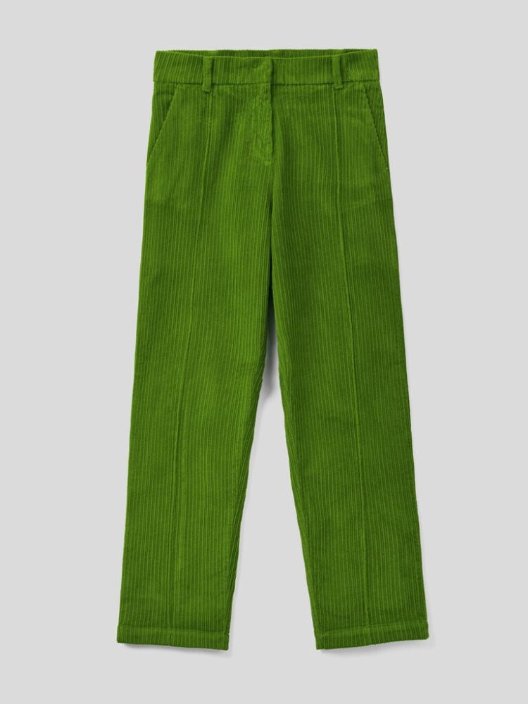 Benetton Regular Fit Velvet Broek Dames Olijfgroen Groen | BE539652