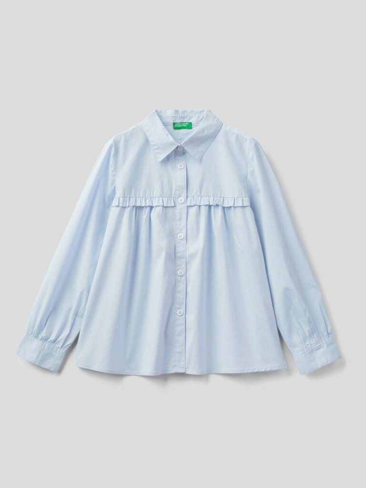 Benetton Rouches On The Yoke Overhemd Kinderen Blauw | BE421005