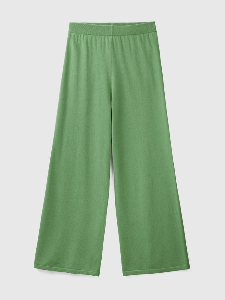 Benetton Sage Green Wol And Cashmere Blend Broek Dames Groen | BE658688